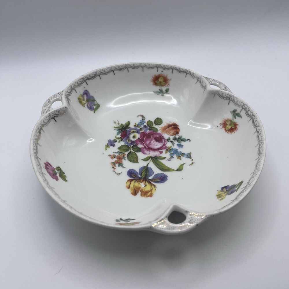 Vintage Erdmann Schlegelmilch (ES) Germany Small Floral Trinket Dish Scalloped